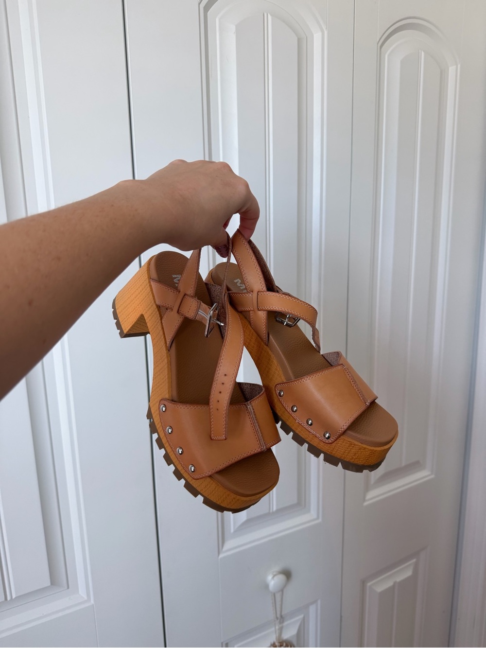 MIA Tan Platform Sandal with Stud Accents